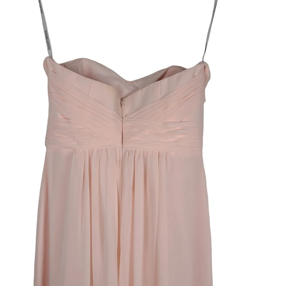 DAVID’S BRIDAL chiffon petal pink strapless maxi dress zip back Dz 2 - Picture 4 of 8